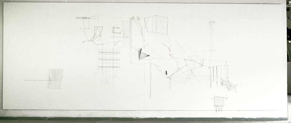 six jours, wall drawing in thread, 3x5m,  2011